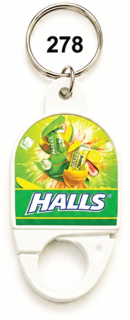 278 White Tag Plastic Hook Keychain - Code 278