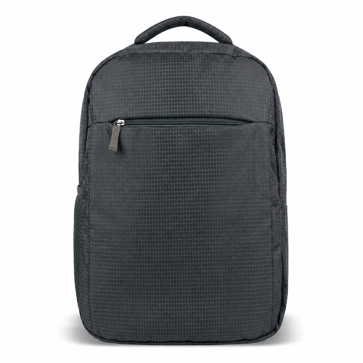 Grid-Texture Front-Zip Backpack - BP12