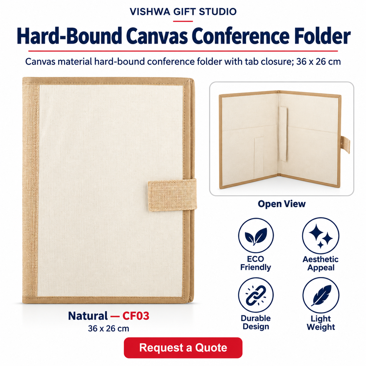 Hard-Bound Canvas Conference Folder - CF03 - Image 2