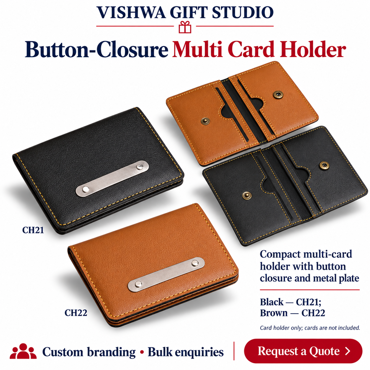 Button-Closure Multi Card Holder - CH21 / CH22 - Image 2
