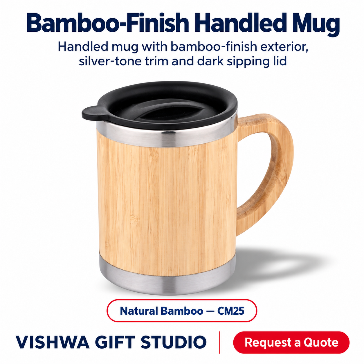 Bamboo-Finish Handled Mug - CM25 - Image 2