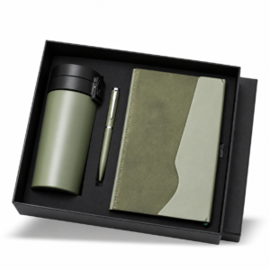 3-in-1 Two-Tone Notebook, Pen & Flask Gift Set - CS396 — CS396