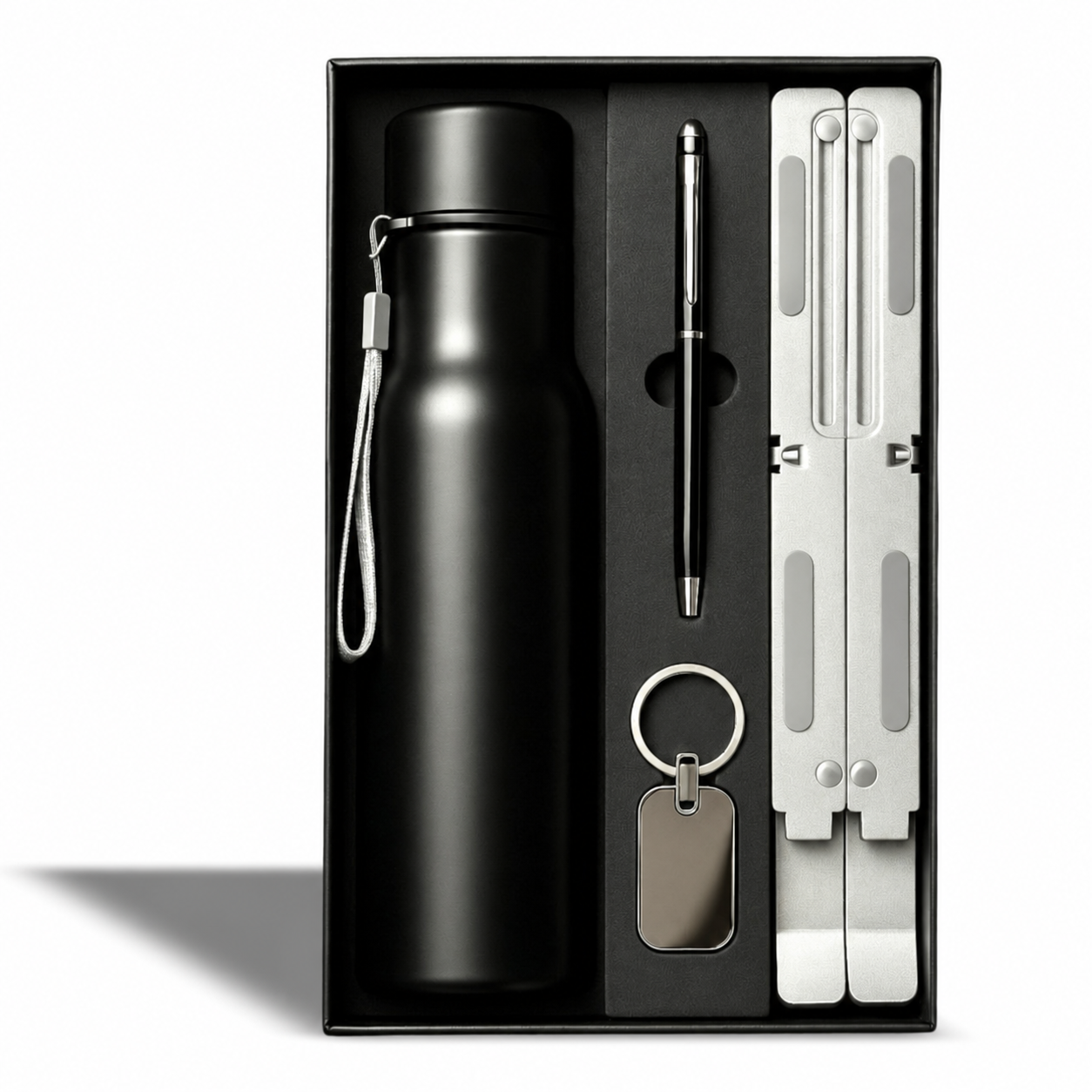 4-in-1 Bottle, Laptop Stand, Pen & Keychain Gift Set - EG354