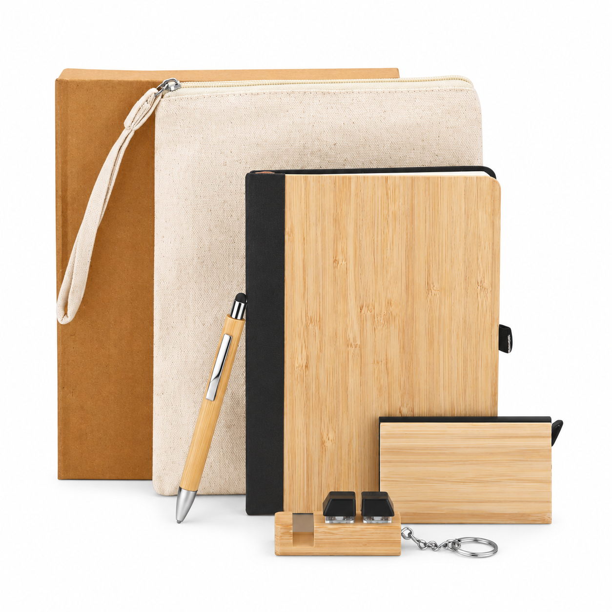 5-in-1 Bamboo Notebook & Canvas Pouch Gift Set - EG371