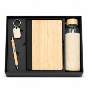 4-in-1 Bamboo Notebook & Glass Bottle Gift Set - EG376 — EG376