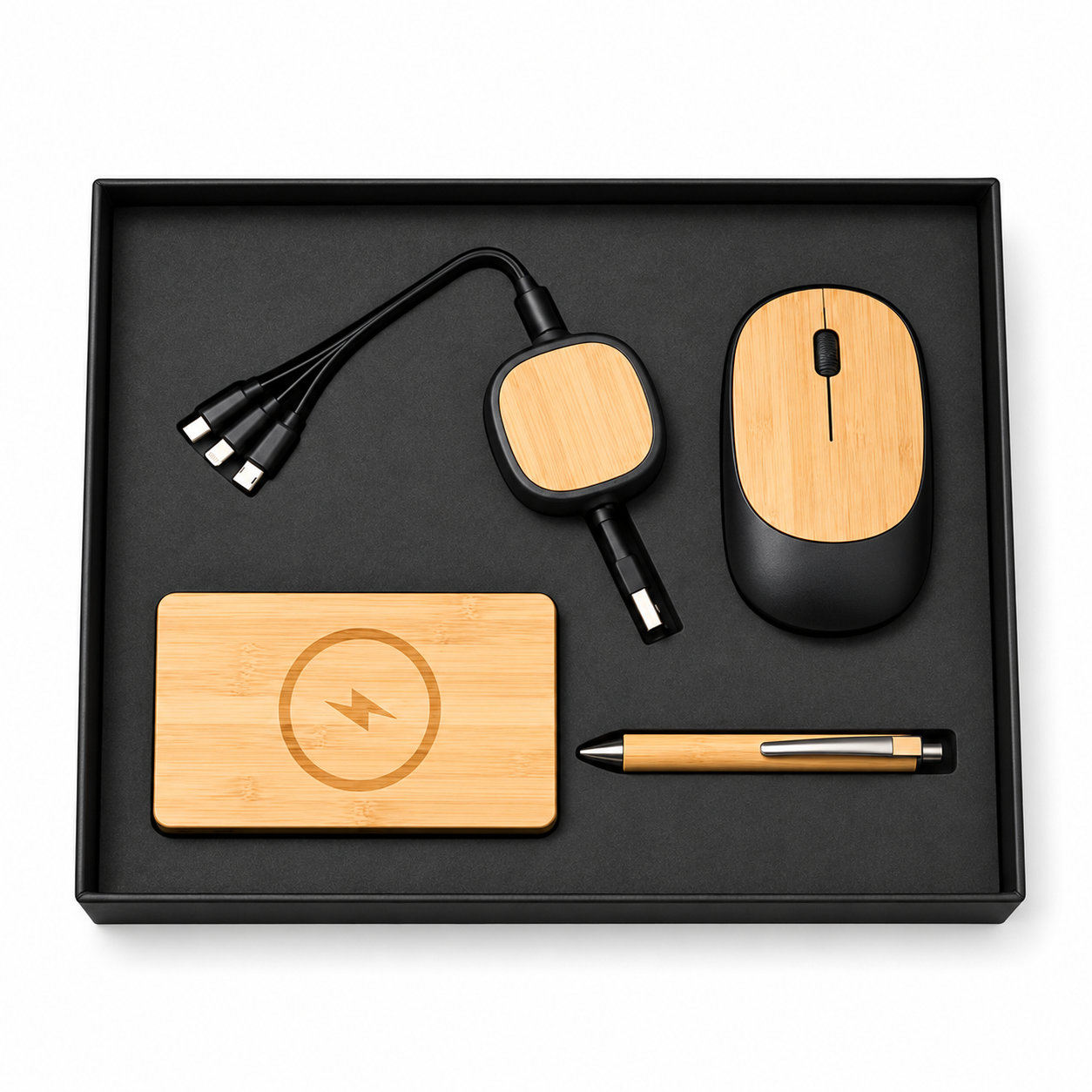 4-in-1 Bamboo Powerbank & Tech Gift Set - EG382