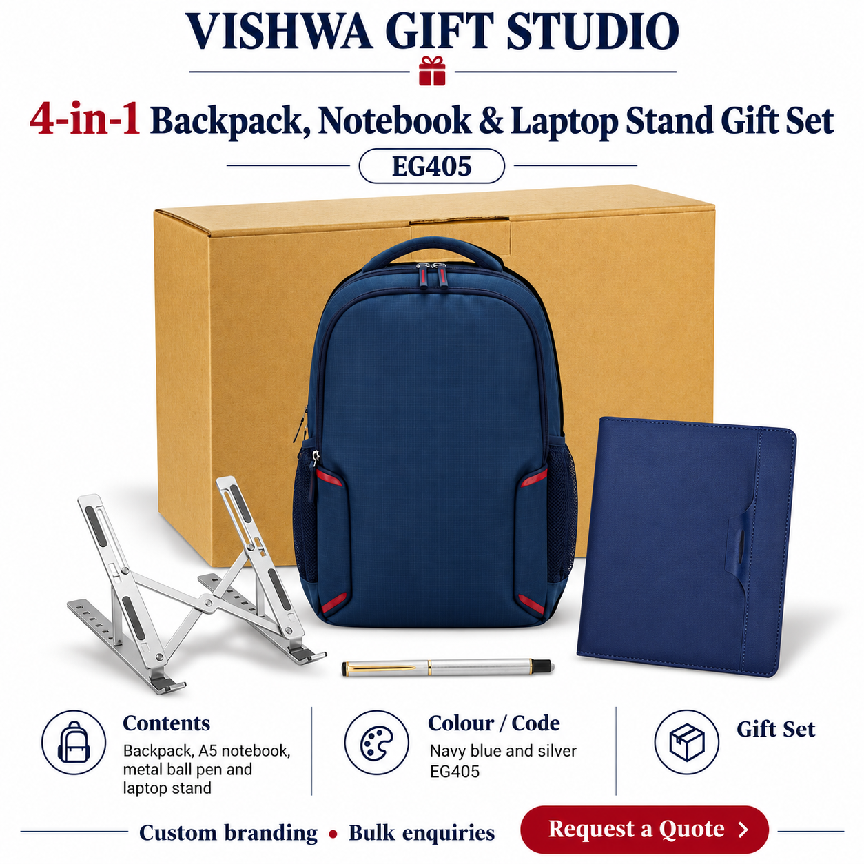4-in-1 Backpack, Notebook & Laptop Stand Gift Set - EG405 - Image 2