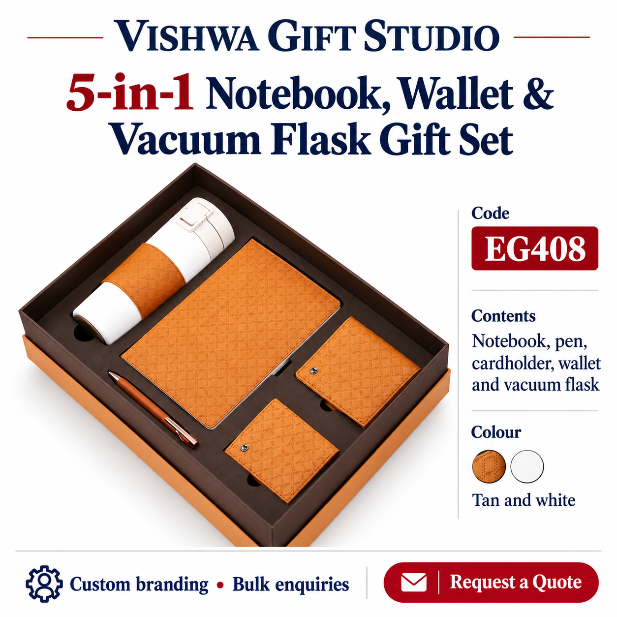 5-in-1 Notebook, Wallet & Vacuum Flask Gift Set - EG408 - Image 2