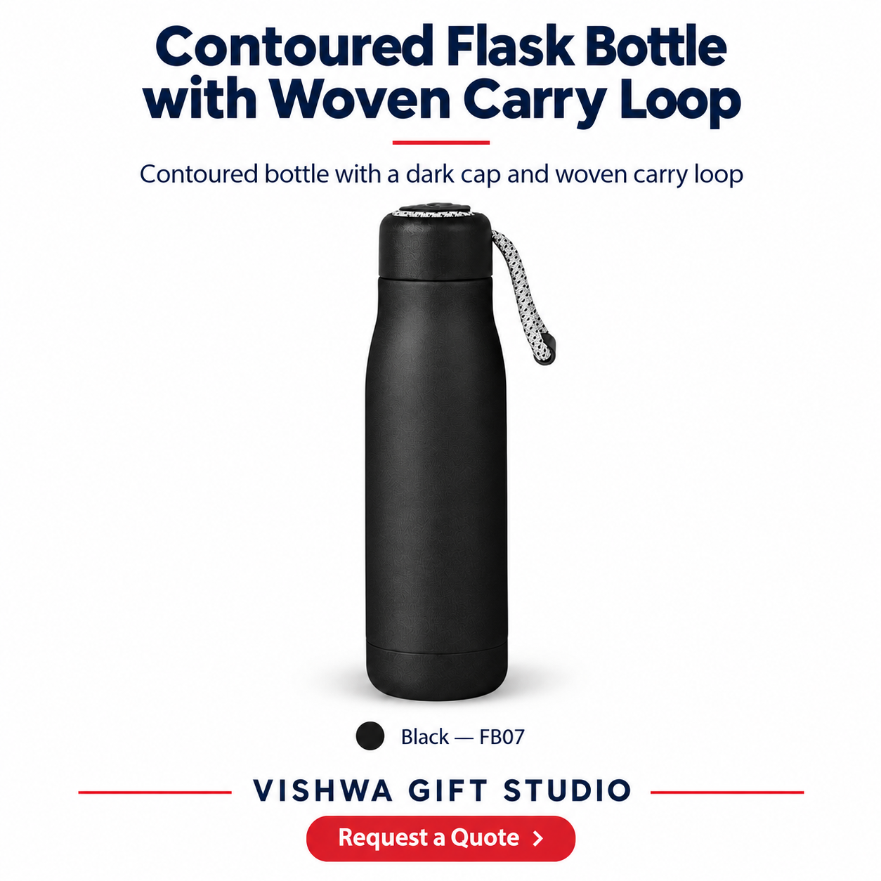 Contoured Flask Bottle with Woven Carry Loop - FB07 - Image 2