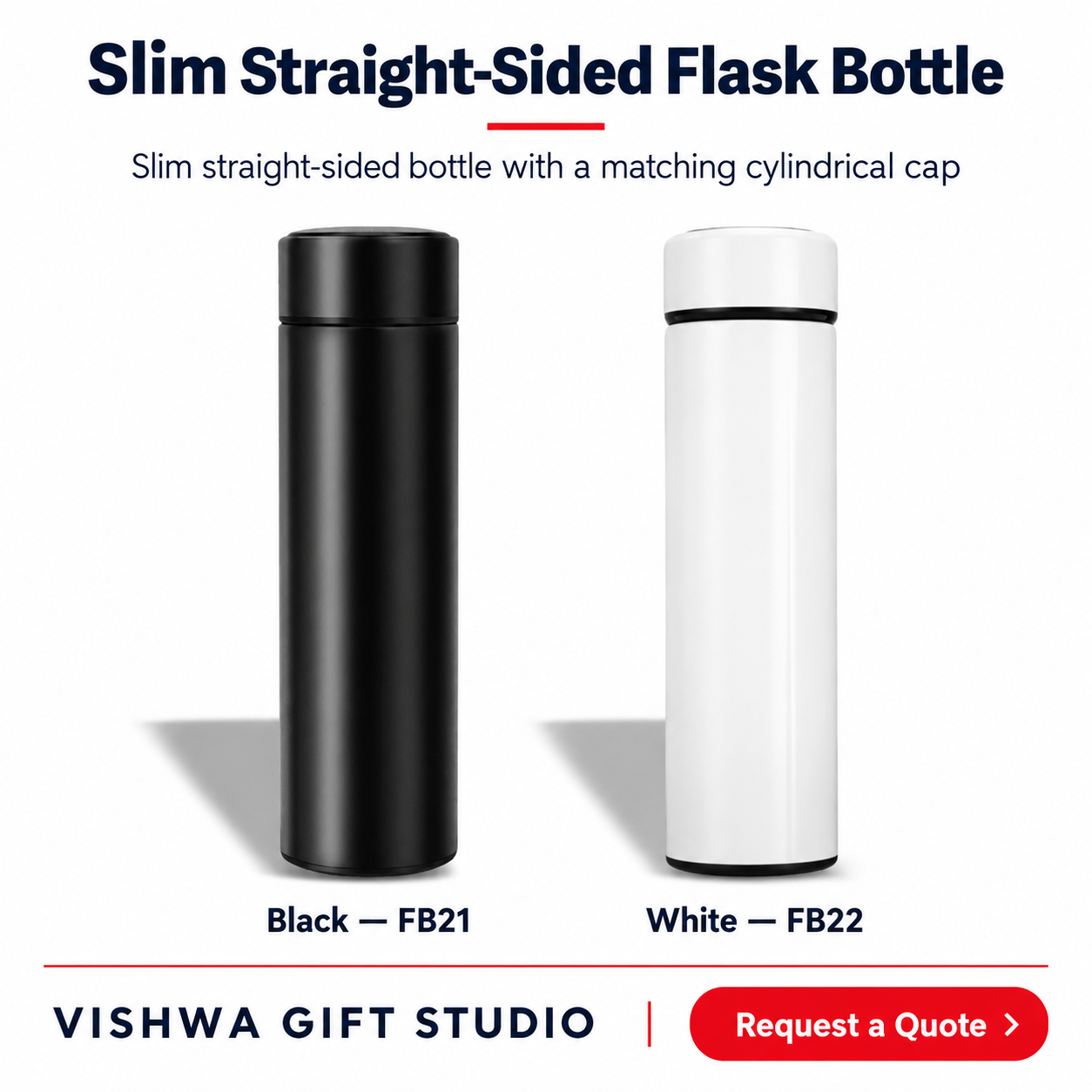 Slim Straight-Sided Flask Bottle - FB21 / FB22 - Image 2