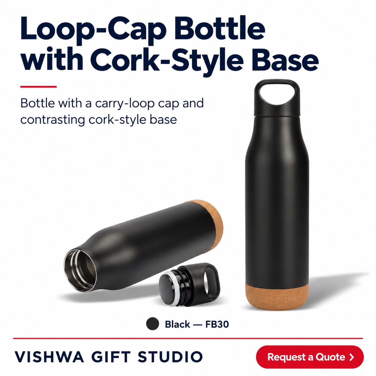 Loop-Cap Bottle with Cork-Style Base - FB30 - Image 2