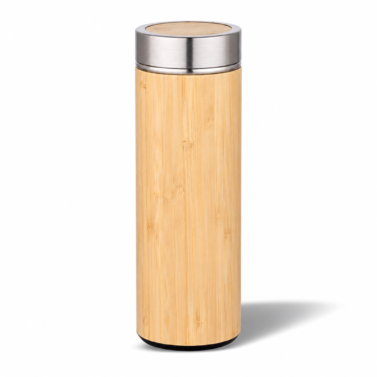 Bamboo-Finish Flask Bottle - FB42