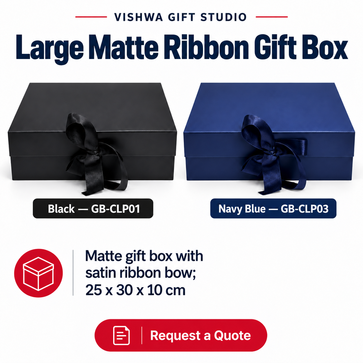 Large Matte Ribbon Gift Box - GB-CLP01 / GB-CLP03 - Image 2