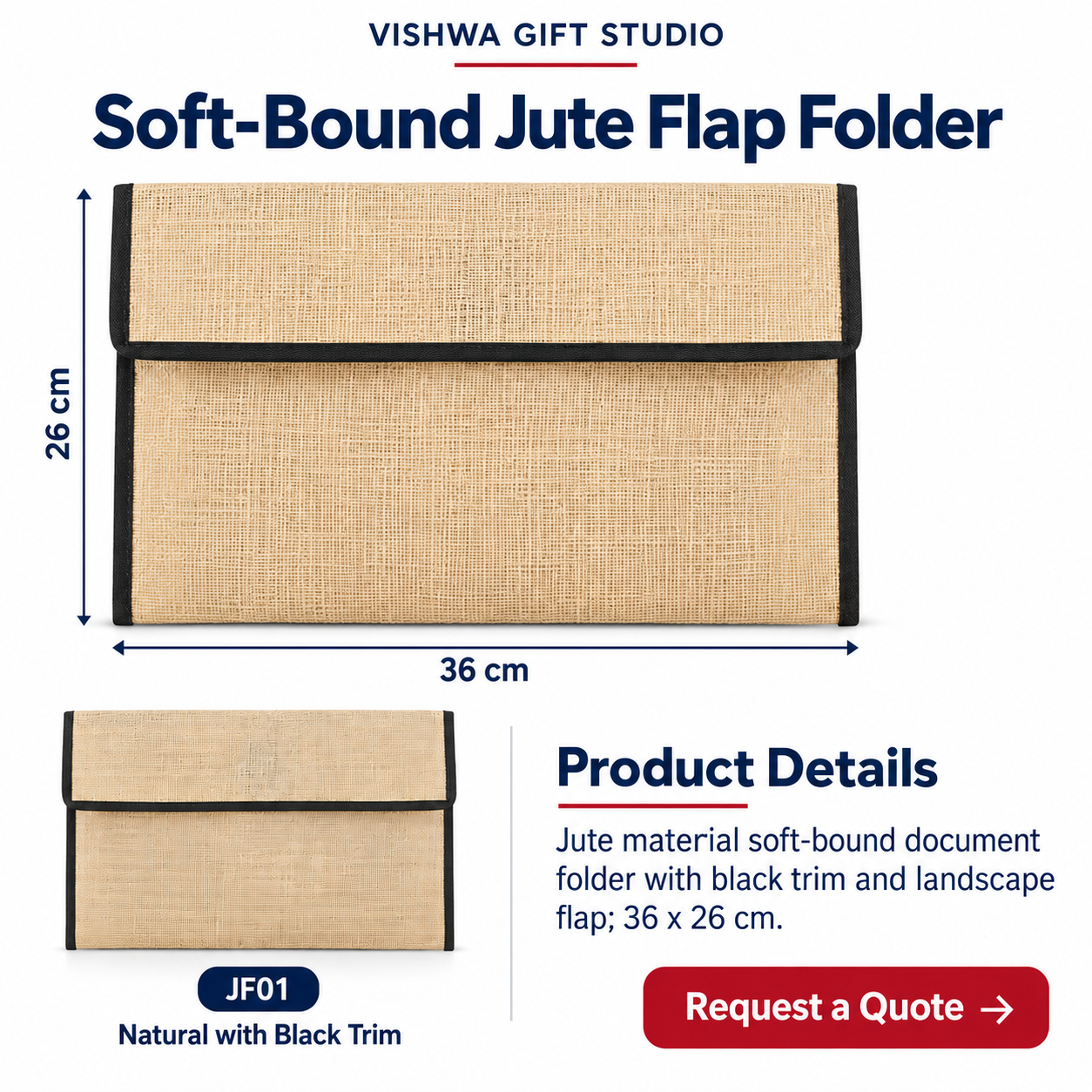 Soft-Bound Jute Flap Folder - JF01 - Image 2