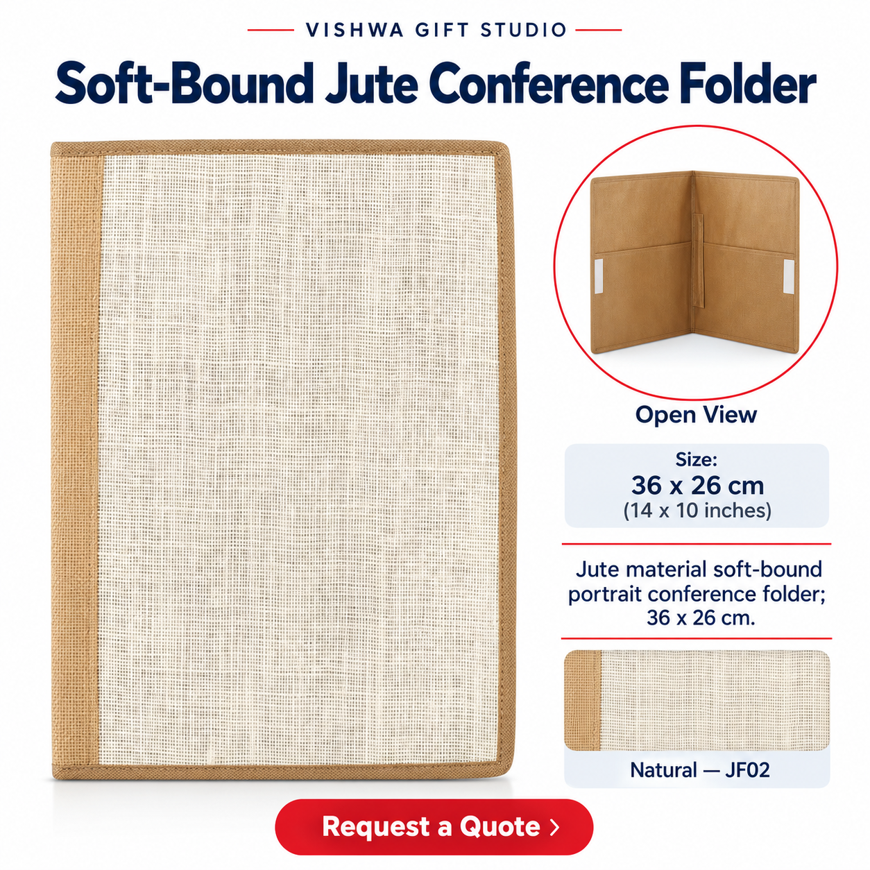 Soft-Bound Jute Conference Folder - JF02 - Image 2