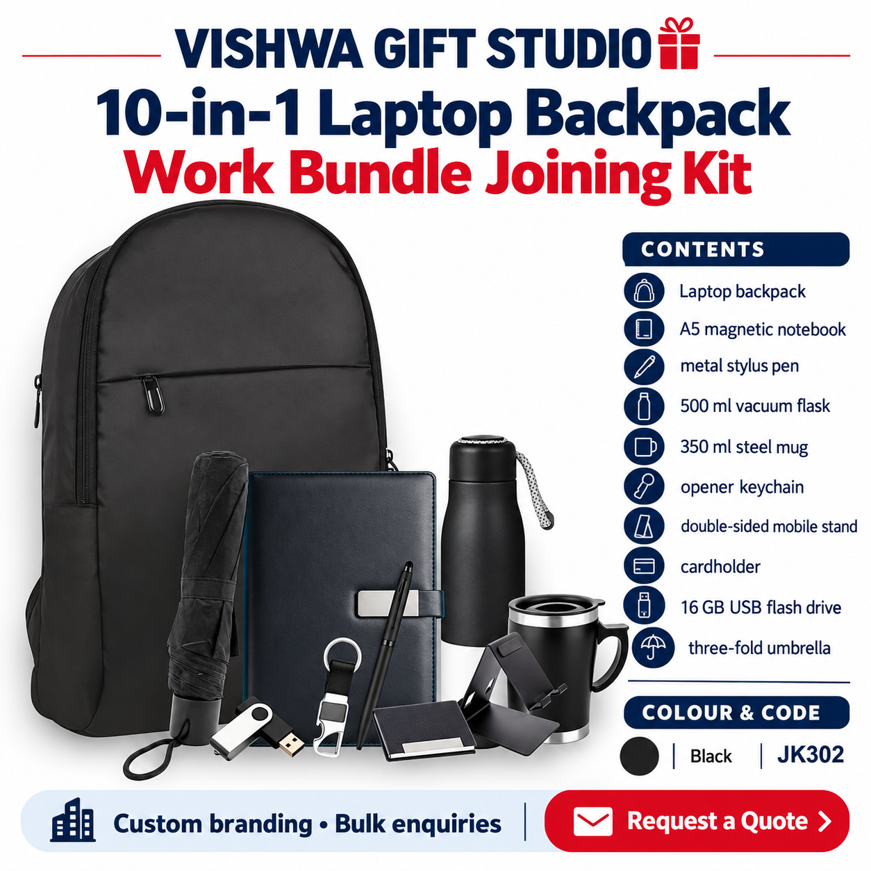 10-in-1 Laptop Backpack Work Bundle Joining Kit - JK302 - Image 2