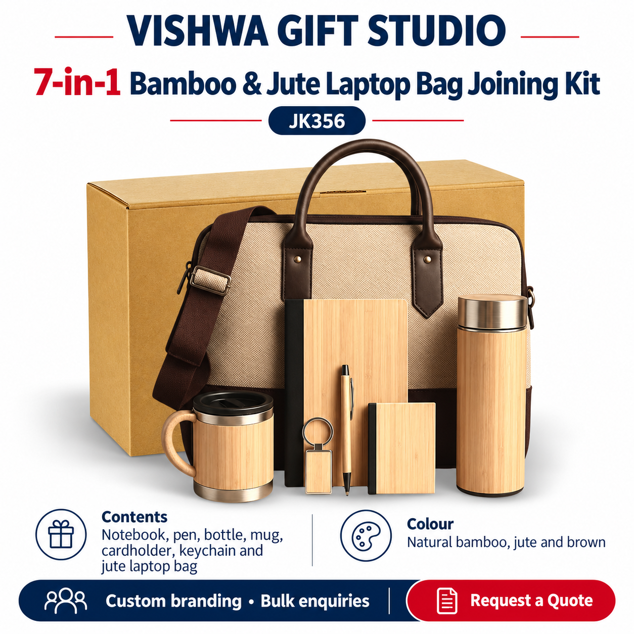 7-in-1 Bamboo & Jute Laptop Bag Joining Kit - JK356 - Image 2