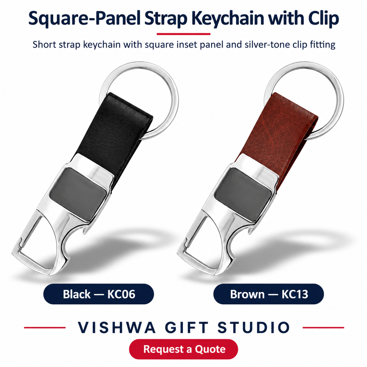 Square-Panel Strap Keychain with Clip - KC06 / KC13 - Image 2