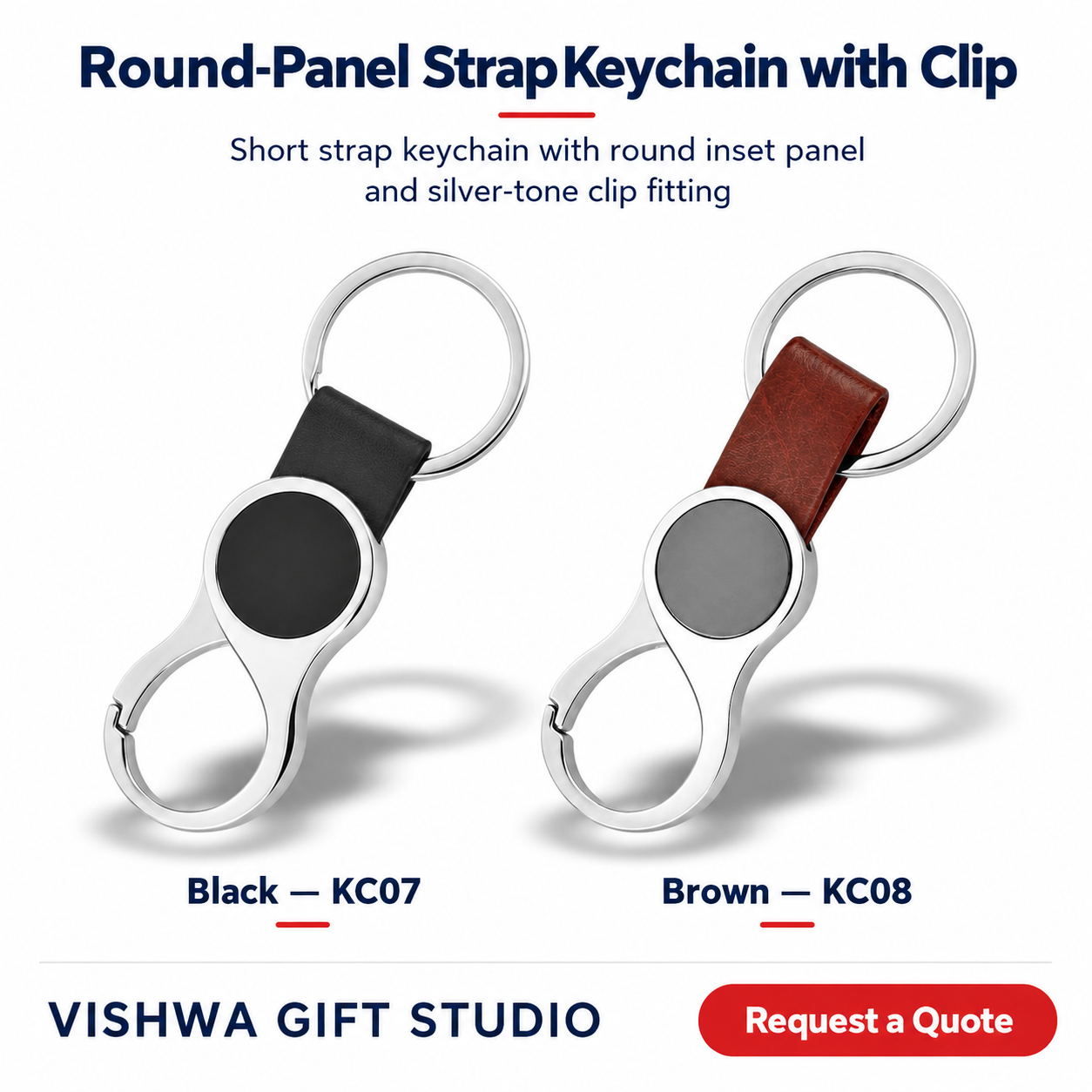 Round-Panel Strap Keychain with Clip - KC07 / KC08 - Image 2
