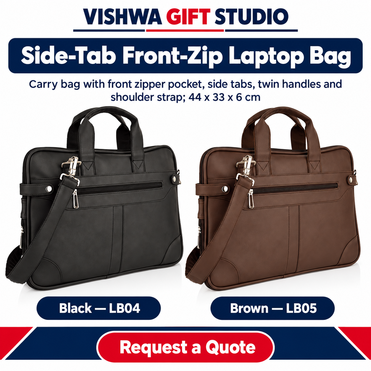 Side-Tab Front-Zip Laptop Bag - LB04 / LB05 - Image 2