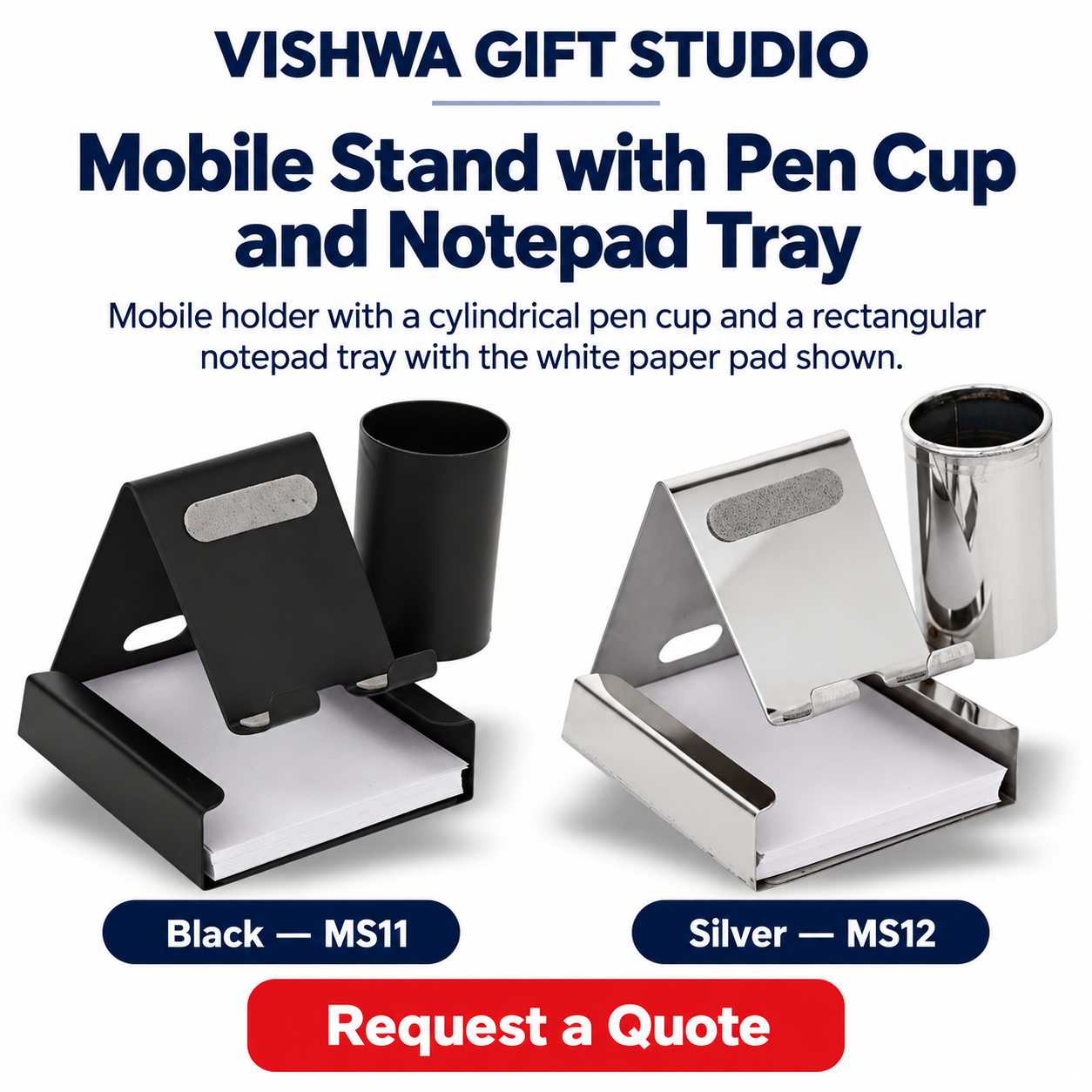 Mobile Stand with Pen Cup and Notepad Tray - MS11 / MS12 - Image 2