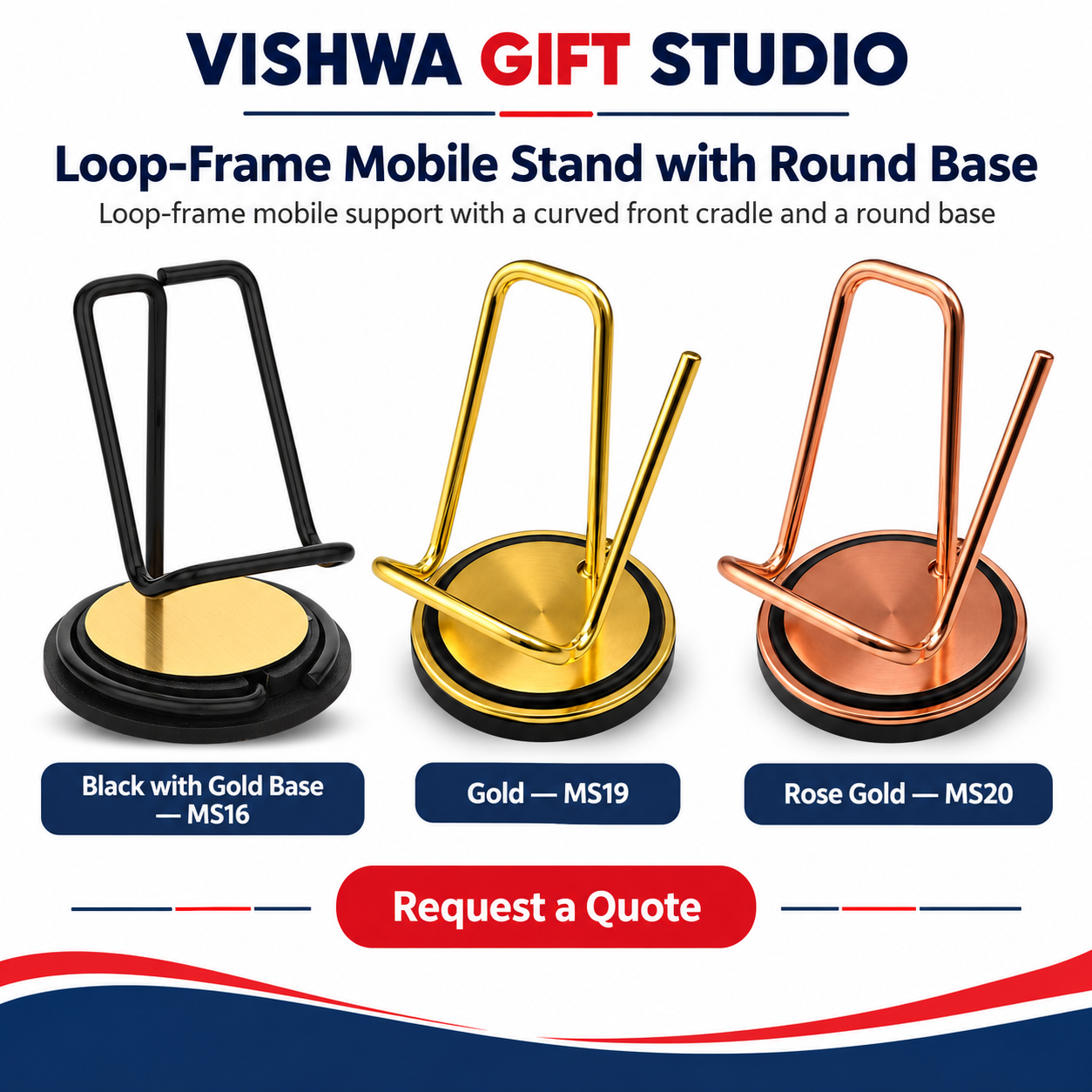 Loop-Frame Mobile Stand with Round Base - MS16 / MS19 / MS20 - Image 2