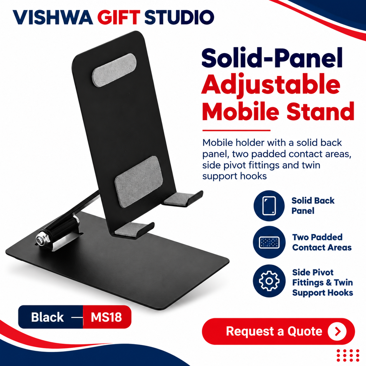 Solid-Panel Adjustable Mobile Stand - MS18 - Image 2