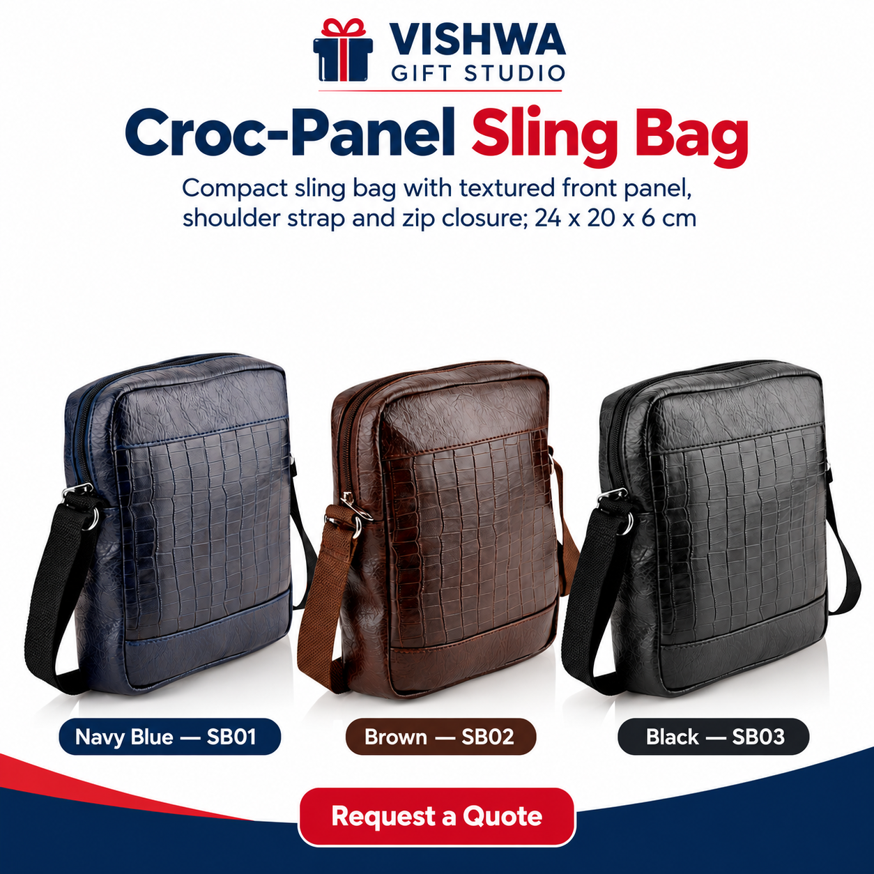 Croc-Panel Sling Bag - SB01 / SB02 / SB03 - Image 2