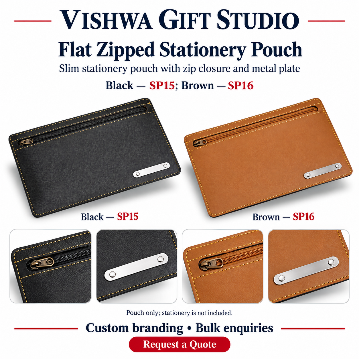 Flat Zipped Stationery Pouch - SP15 / SP16 - Image 2