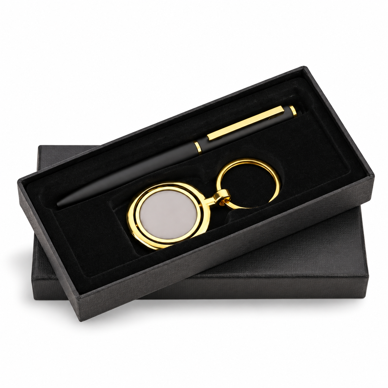 2-in-1 Round Keychain & Gold-Trim Pen Gift Set - CS238 — CS238