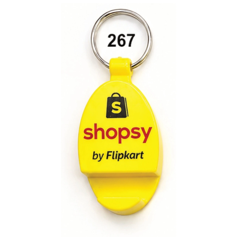 267 Yellow Oval Plastic Mobile Stand Keychain