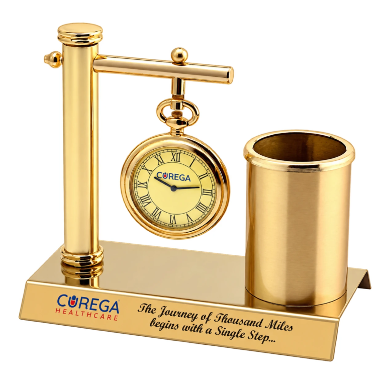 4343 Gold Plated Hanging Watch With Pen Stand