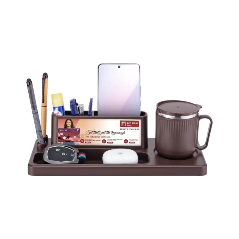 126–128 Multipurpose Desk Utility Organiser – Brown, Taupe and Black