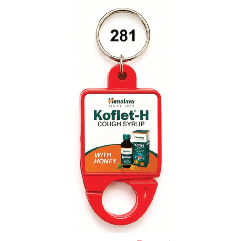 281 Red Rectangular Plastic Hook Keychain