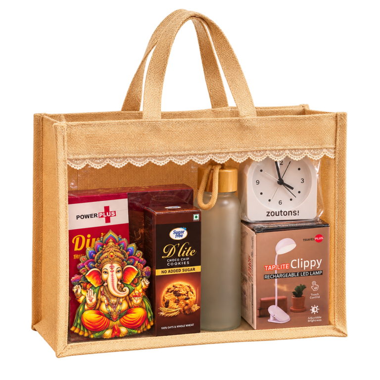 6-in-1 Ganesha & Pooja Thali Jute Diwali Hamper — DW-Q253