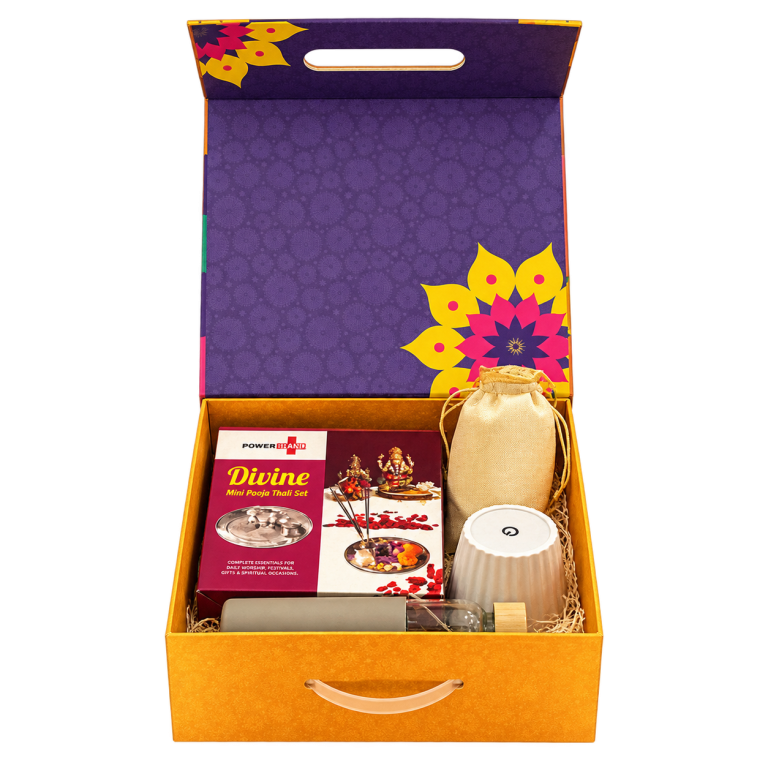 4-in-1 Pooja Thali & Table Lamp Diwali Gift Box — DW-Q241
