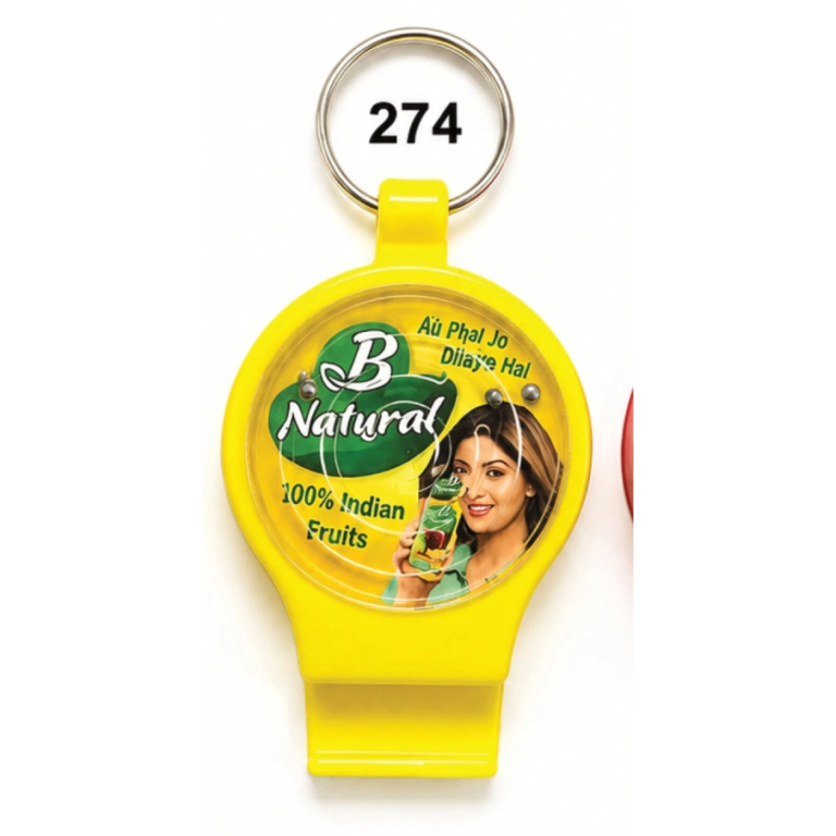 274 Yellow Round Plastic Mobile Stand Keychain