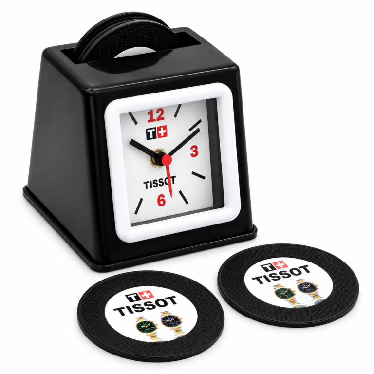 TC372 Table Clock with Six Coasters