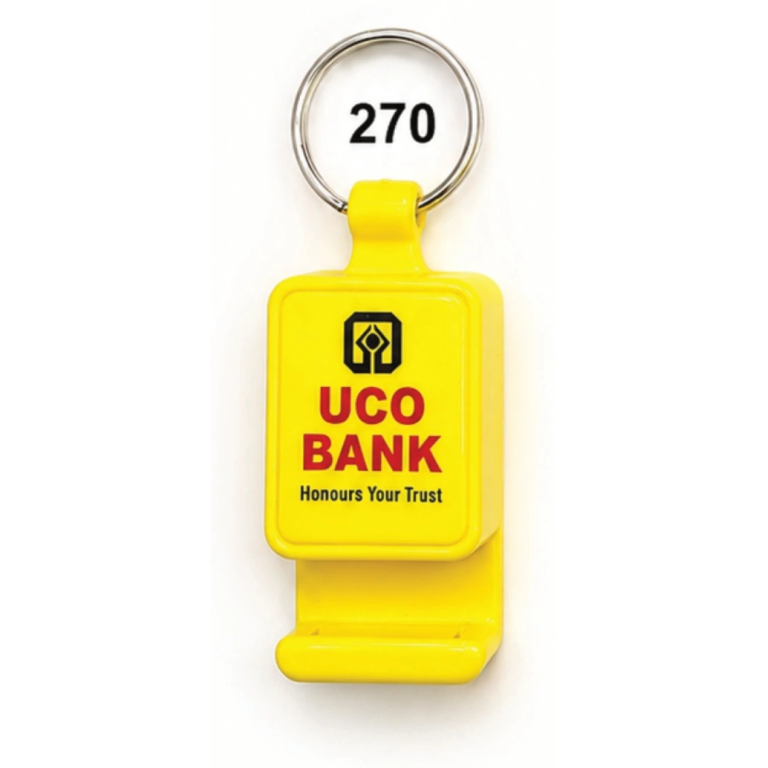 270 Yellow Rounded Plastic Mobile Stand Keychain
