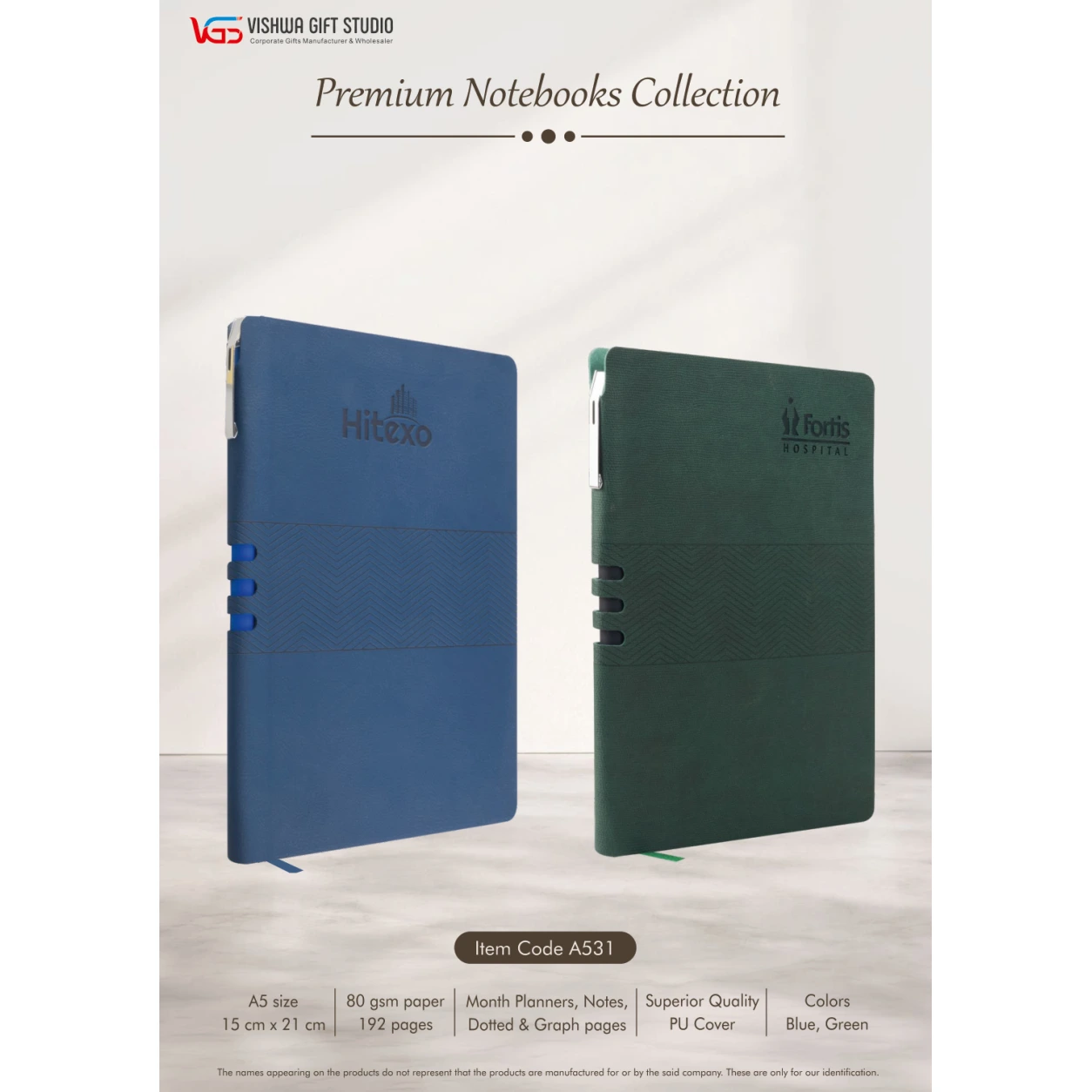 A531 notebook colour options - original catalogue reference