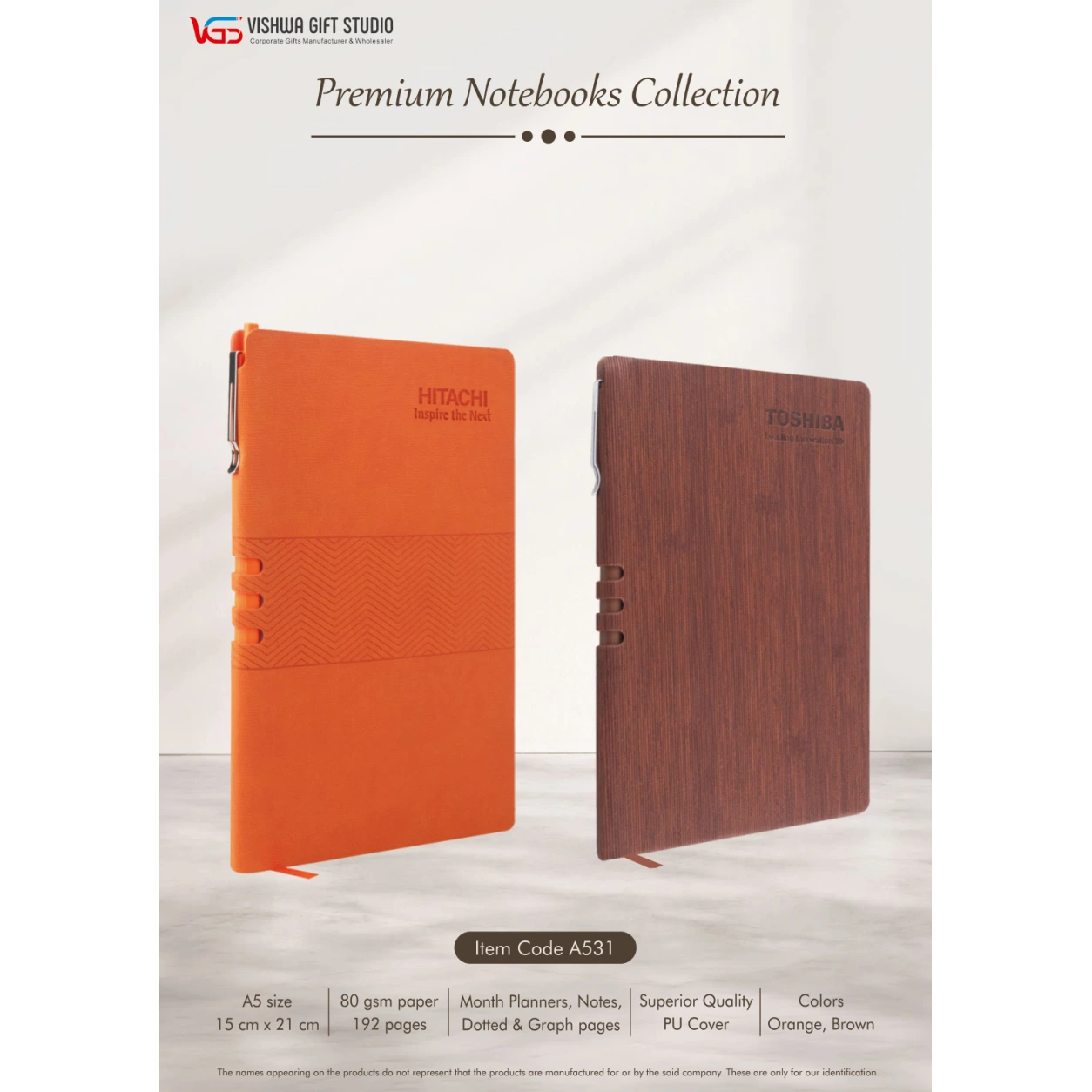A531 notebook colour options - original catalogue reference