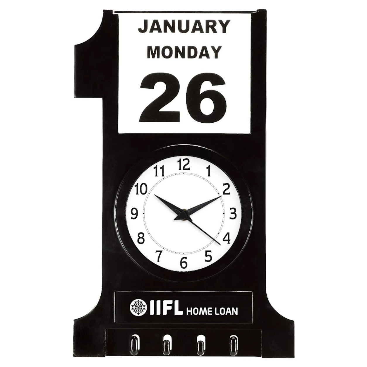 12 Wall Calendar Clock with Key Hanger — WC12