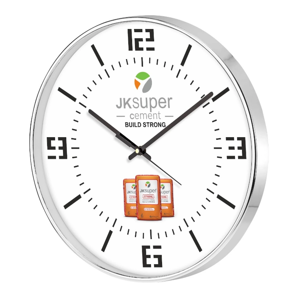 Model 34 slim round wall clock original photo with sample branding