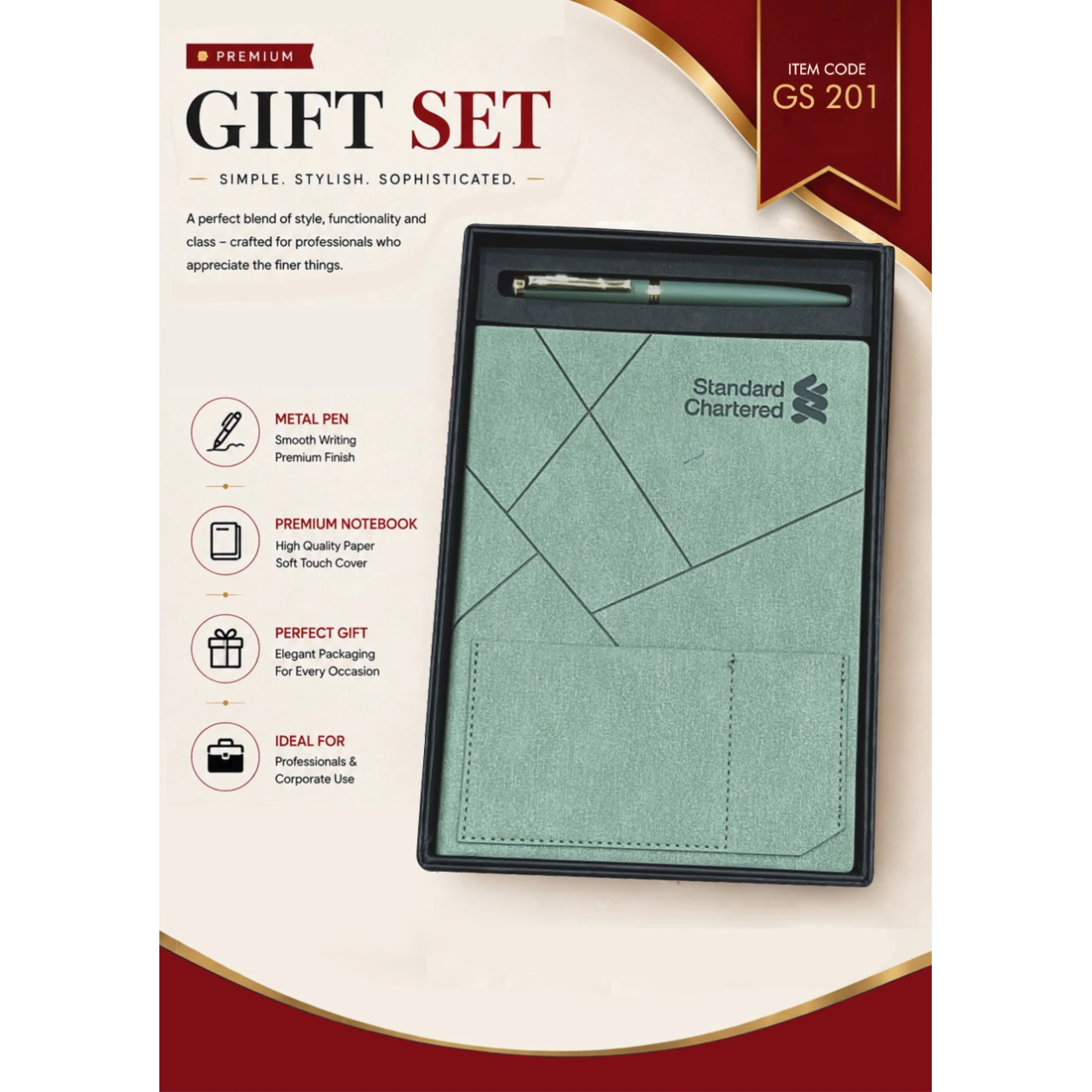 2-in-1 Notebook & Metal Pen Gift Set – GS 201 - Image 2