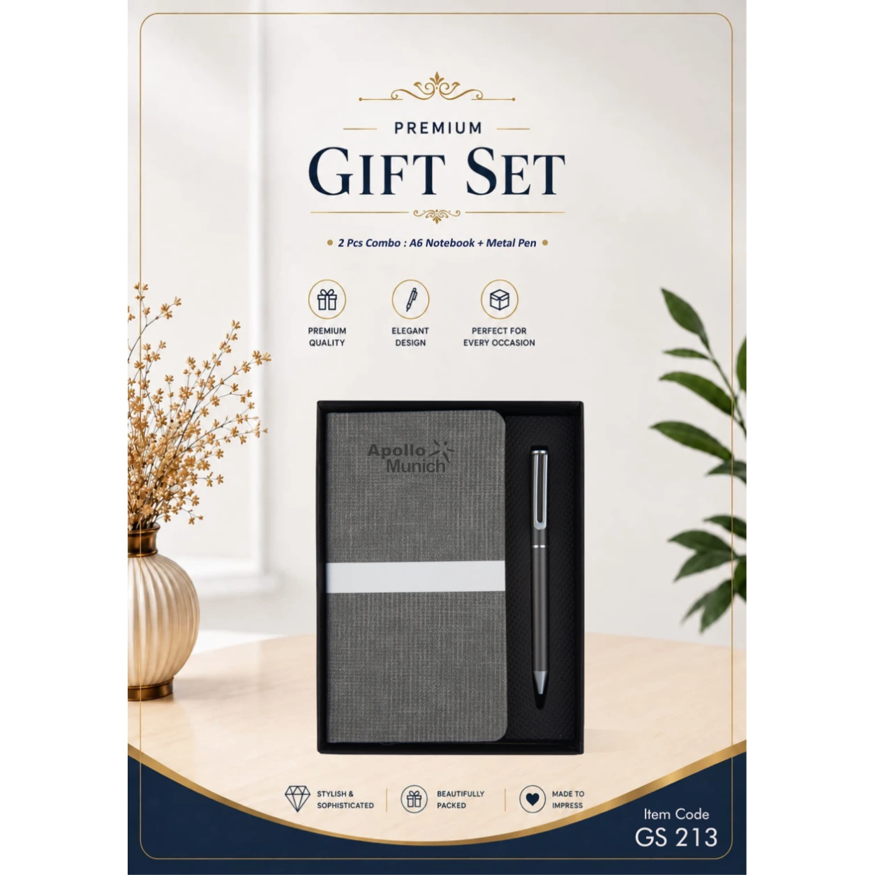 2-in-1 Notebook & Metal Pen Gift Set – GS 213 - Image 2