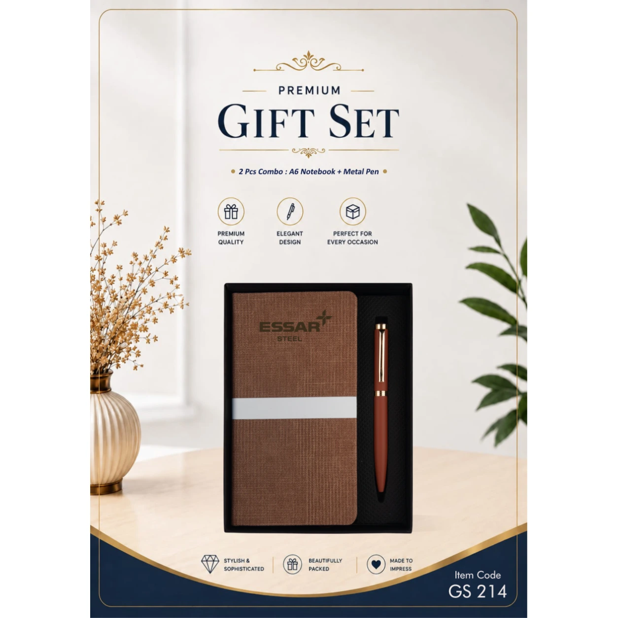 2-in-1 Notebook & Metal Pen Gift Set – GS 214 - Image 2