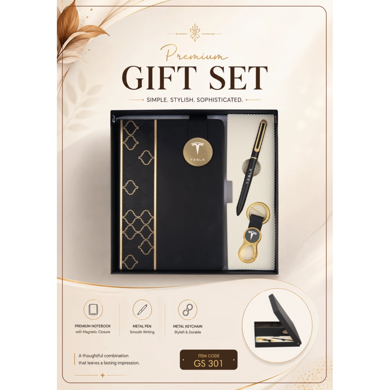 3-in-1 Notebook, Pen & Keychain Gift Set – GS 301 - Image 2
