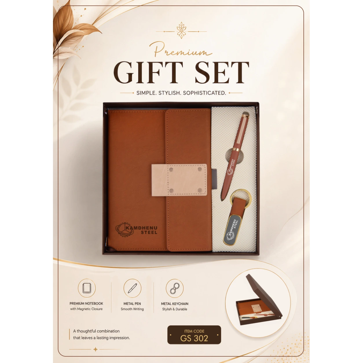 3-in-1 Notebook, Pen & Keychain Gift Set – GS 302 - Image 2
