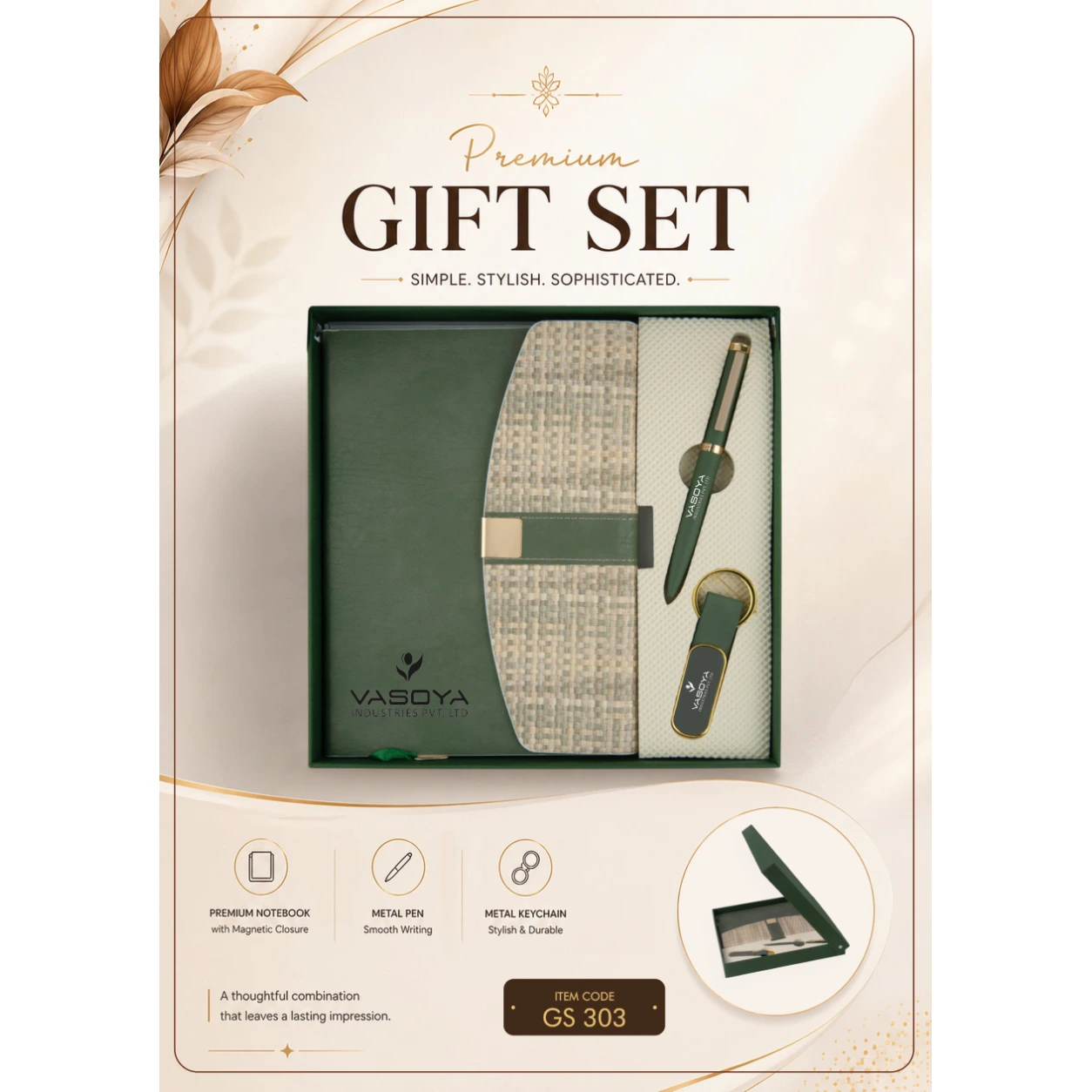 3-in-1 Notebook, Pen & Keychain Gift Set – GS 303 - Image 2