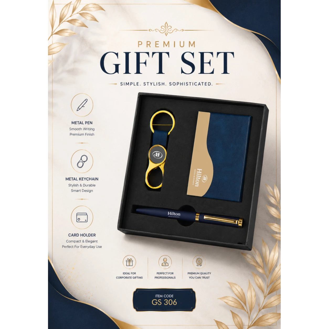 3-in-1 Card Holder, Pen & Keychain Gift Set – GS 306 - Image 2
